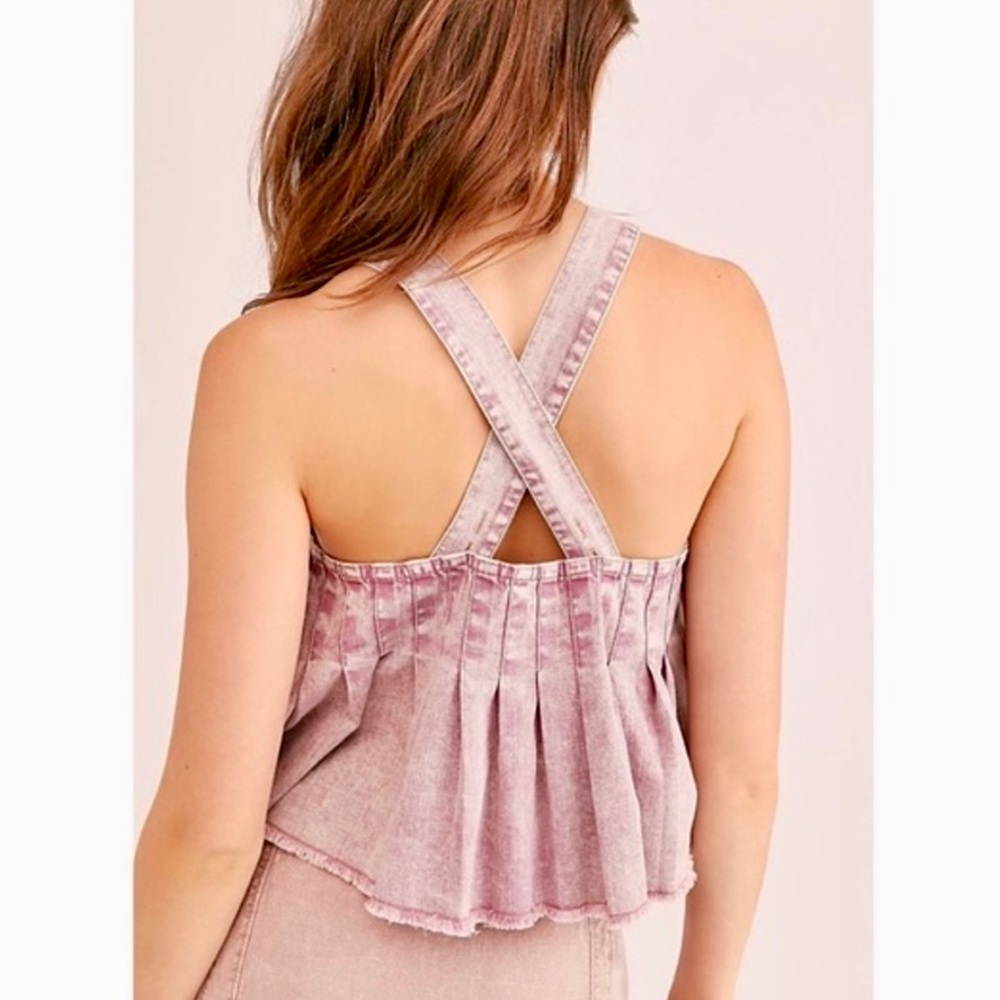 🌺🎉HP🎉🌺 NWT Free People Marina Babydoll Denim Top - Picture 4 of 16